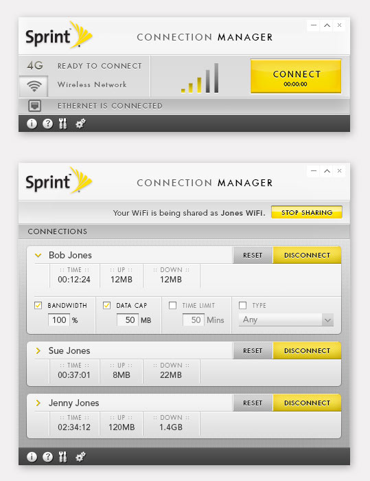 Sprint Connection Manager User Interface