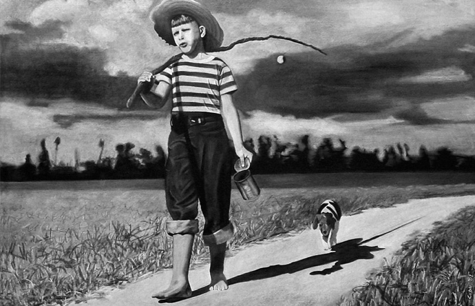 White Charcoal — Boy with Dog