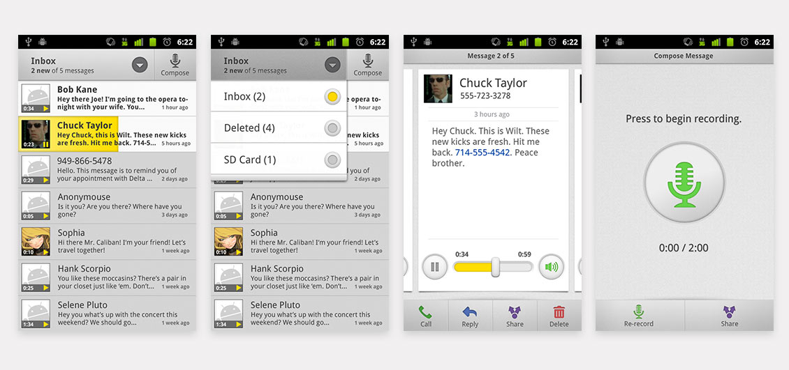 Sprint Visual Voicemail Design UI